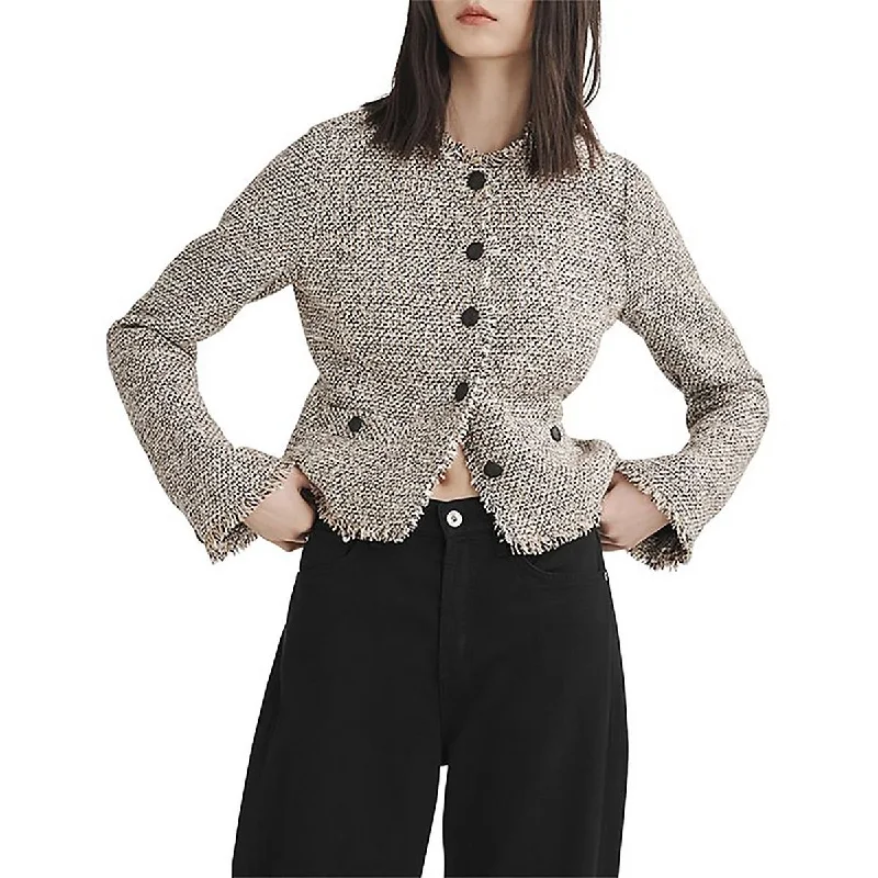 Lightweight Clothes Rag & Bone Womens Carmen Fringe Tweed Collarless Blazer