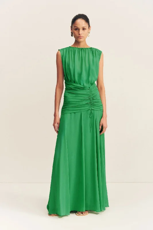 Relaxing Attire BLAIR HIGH NECK MAXI DRESS - APPLE GREEN
