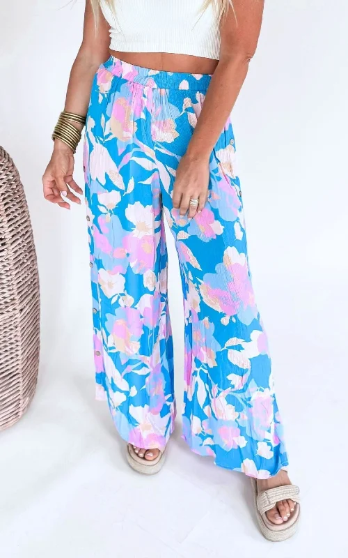 Comfortable Wardrobe Bright Floral Wide Leg Palazzo Pants
