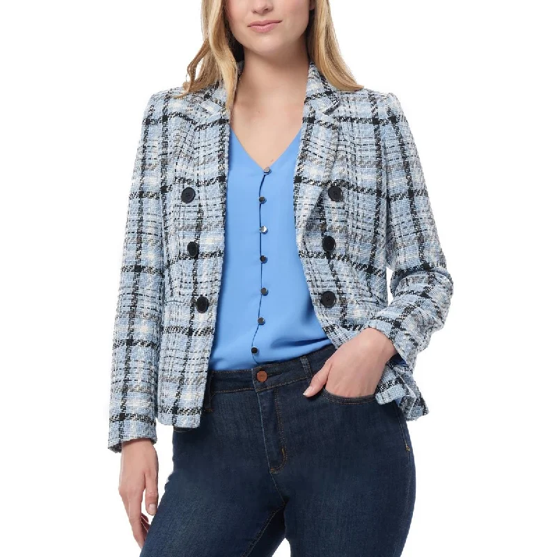 Warm Clothing Jones New York Womens Petites Plaid  Open-Front Blazer