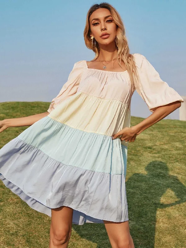 Relaxing Attire KittenAlarm - One-shoulder Lantern Sleeve Dress