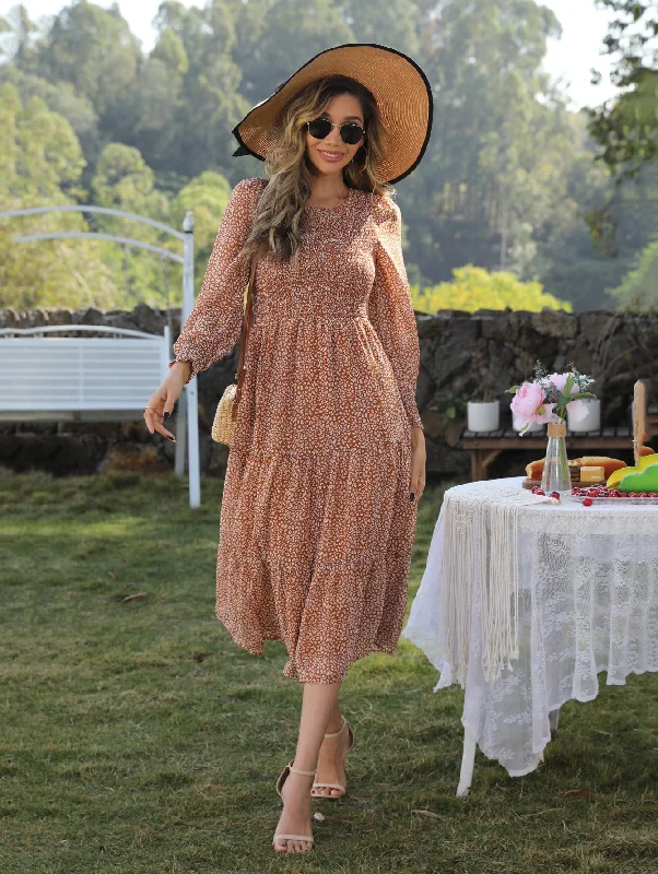 Affordable Trend Takeoff Star Print Pocketed Maxi Dress - Peach