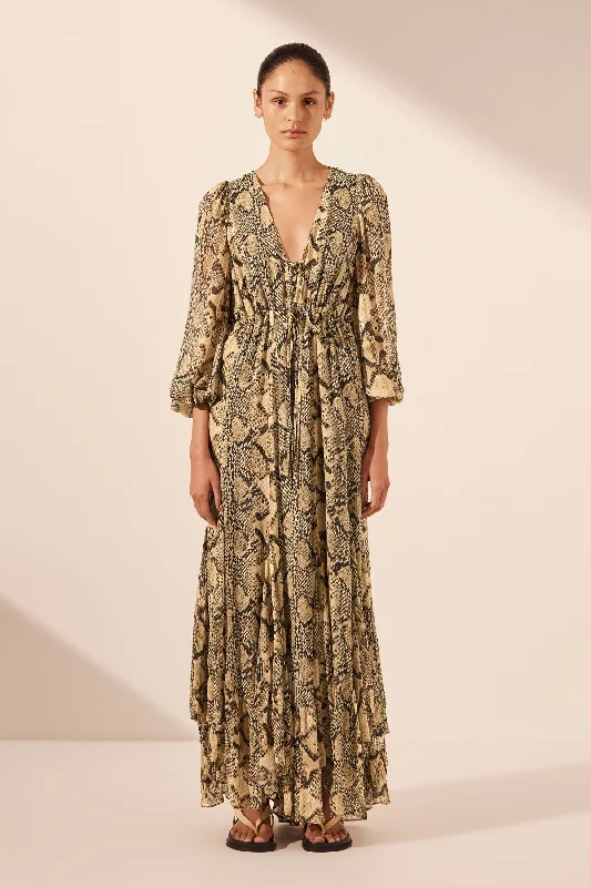 Soft Fit HADIYA LACE FRONT DRAWSTRING MAXI DRESS