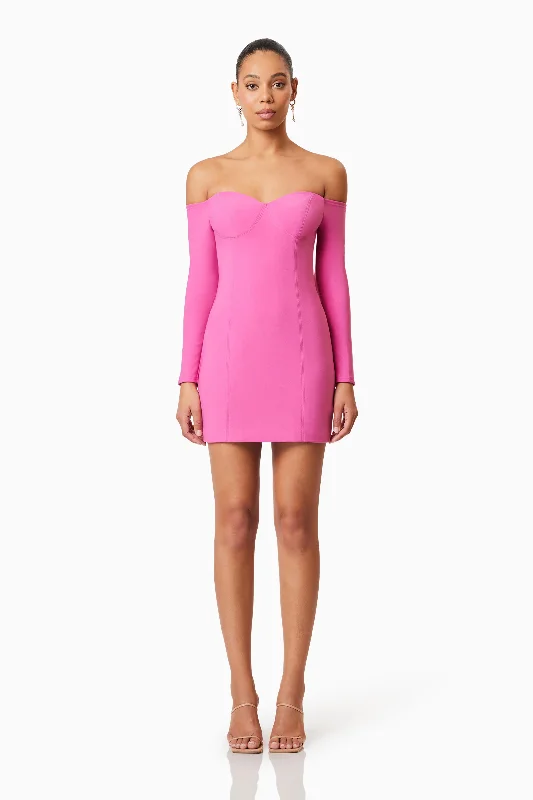 Warm Clothing Janelle Long Sleeve Mini Dress In Pink