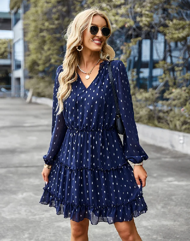 Warm Apparel Later Babe Printed Satin Tie Front Dress