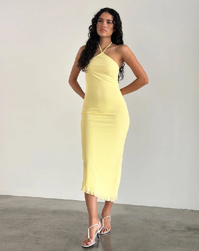 Affordable Looks Ribka Midi Dress in Mesh Lemon
