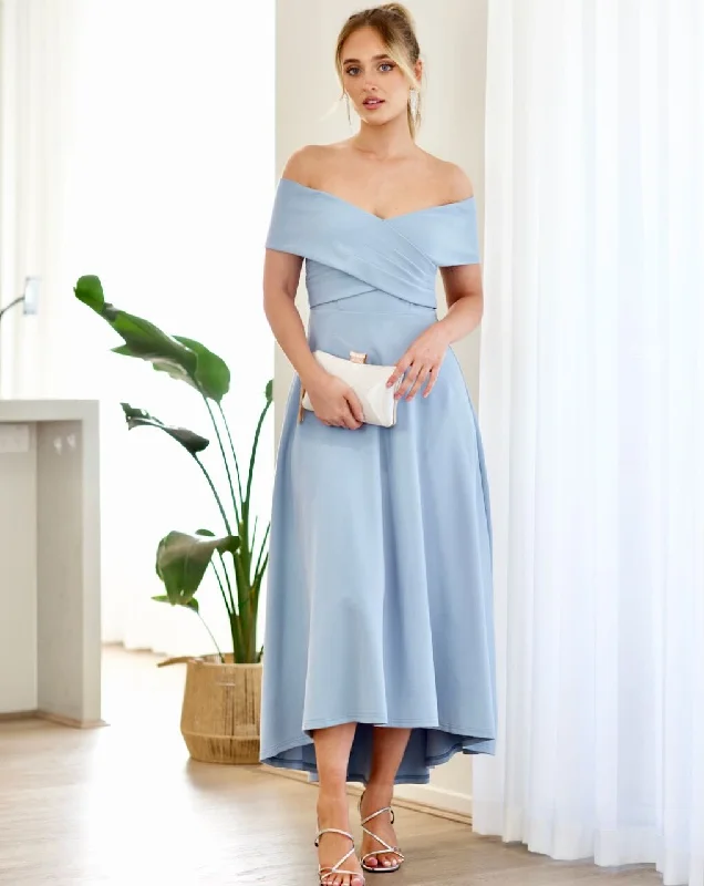 Personalized Street Style Belina Midi Dress- Baby Blue