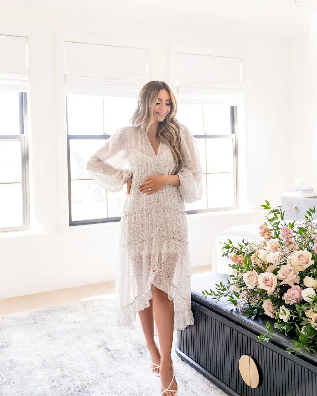 Cool Comfort Azalea Floral High Low Ruffle Maxi Dress