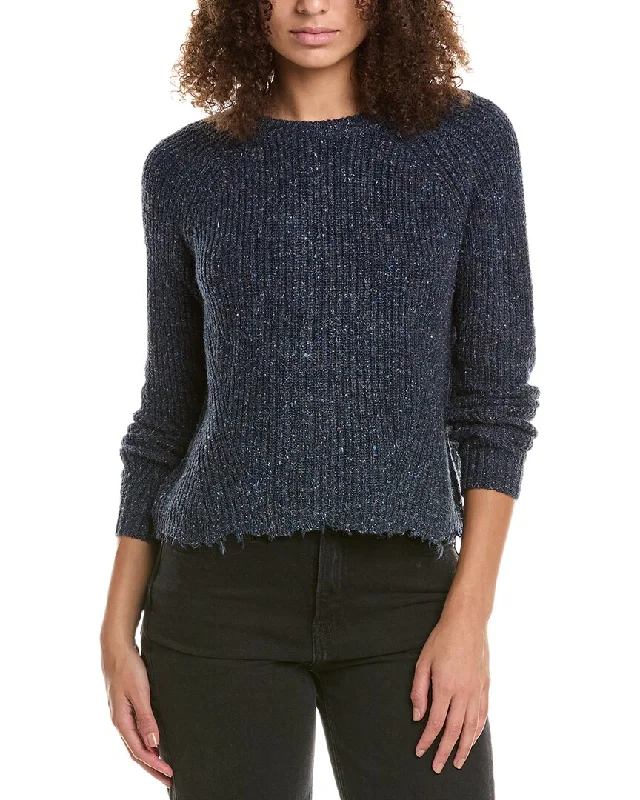 Sporty Look Autumn Cashmere Distressed Wool & Silk-Blend Sweater
