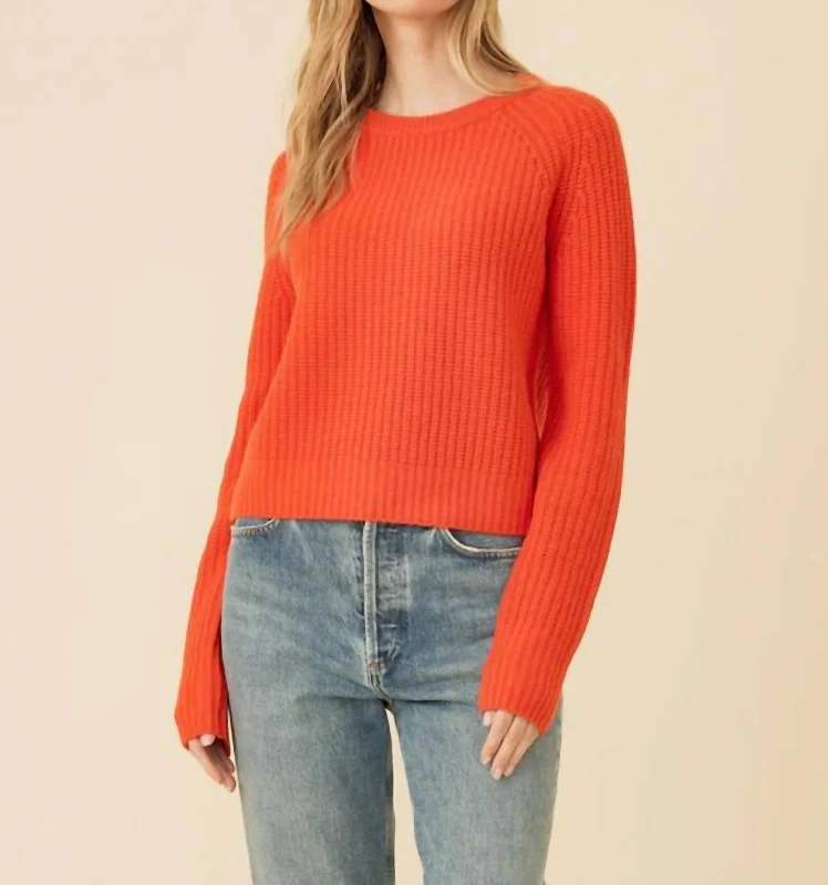 Soft Fit Blakely Rib Cashmere Pullover In Poppy