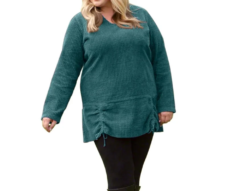 Classy Outfits Channel Islands Chenille Long Sleeve Rayanne Sweater - Plus In Island Blue