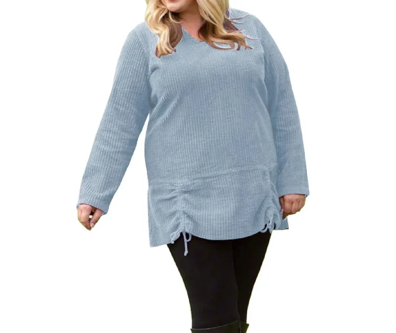 Trendy Clothing Channel Islands Chenille Long Sleeve Rayanne Sweater - Plus In Sanjuan Blue