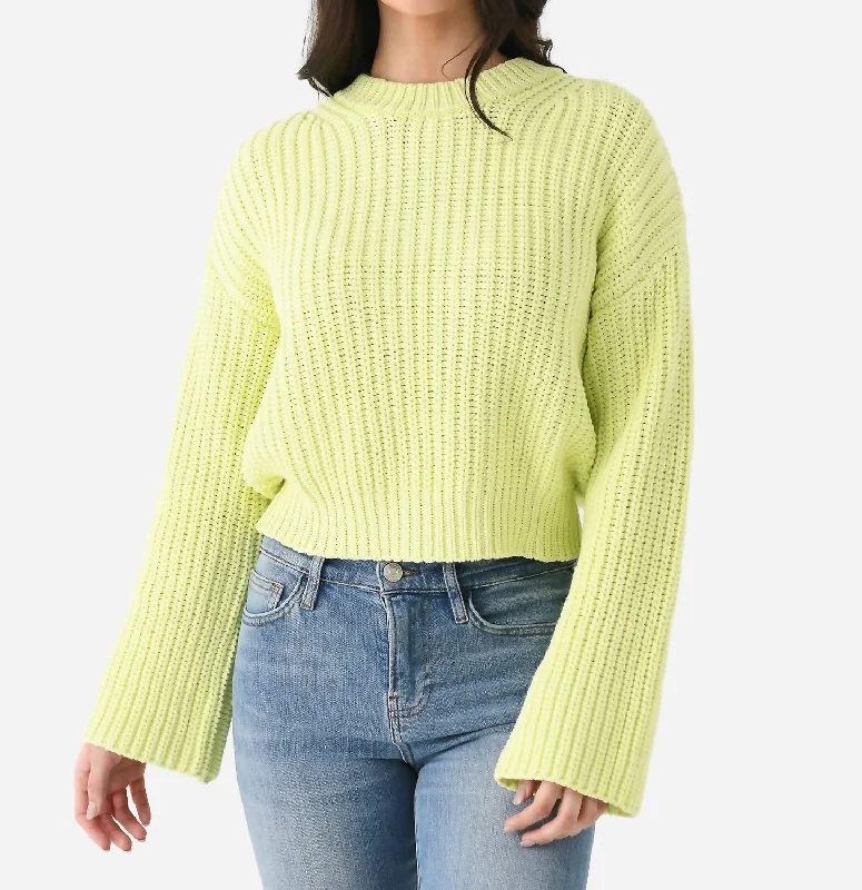 Casual Everyday Wear Chunky Crewneck Sweater In Lime