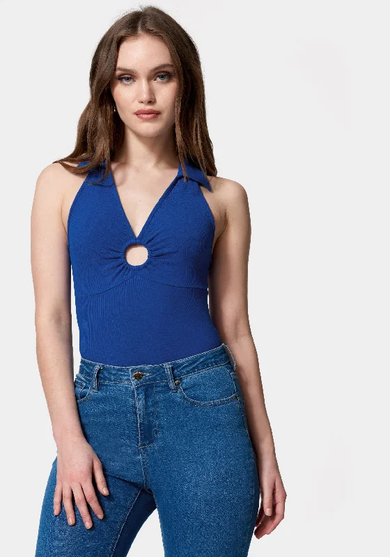 Casual Fashion Cold Shoulder Ring Detail Knit Top