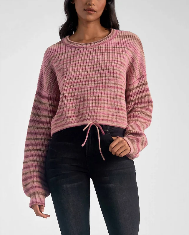 Versatile Clothing Crew Neck Sweater In Rose Stripe