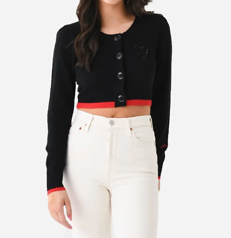 Versatile Wear Cropped O-Neck Cardigan In Black