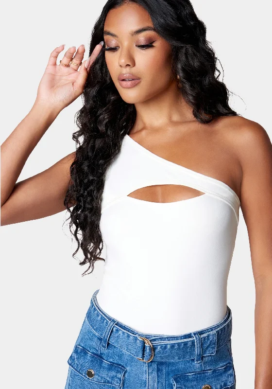 Comfort Wardrobe Cutout Asymmetric One Shoulder Bodysuit