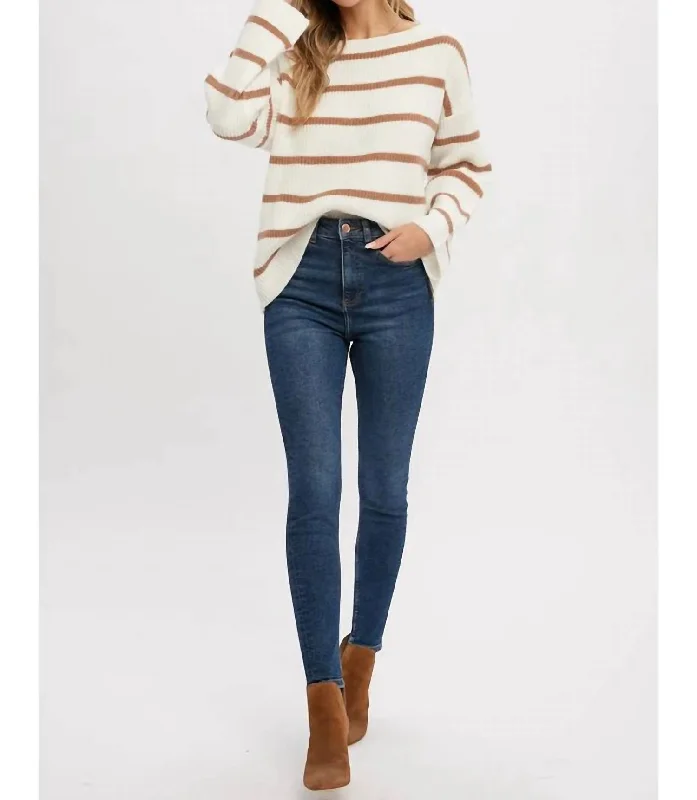 Affordable Trend Feeling Your Best Striped Sweater In White And Beige