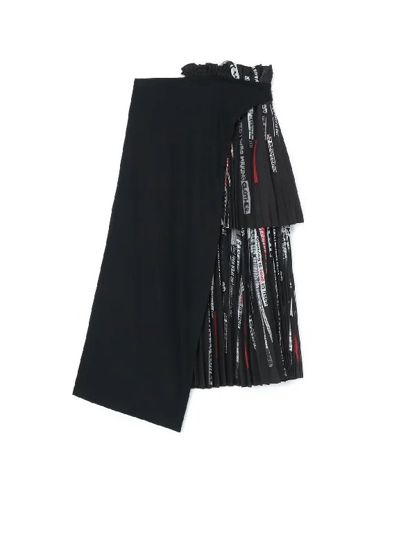 Affordable Fashion KHADI COTTON + QUOTES PRINT ASYMMETRIC PLEATED SKIRT