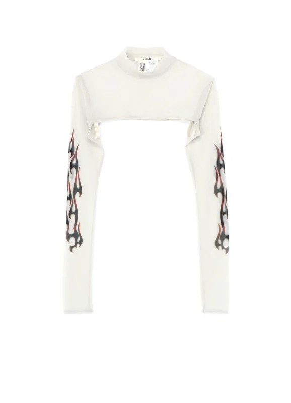 Unique Styles FIRE PRINT EXTREME CROP TOP WITH MOCK TURTLENECK