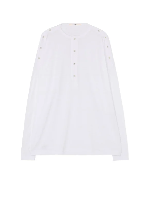 Smart Casual 100/2 COTTON HENLEY SHIRT WITH BUTTON-UP SHOULDER SLITS