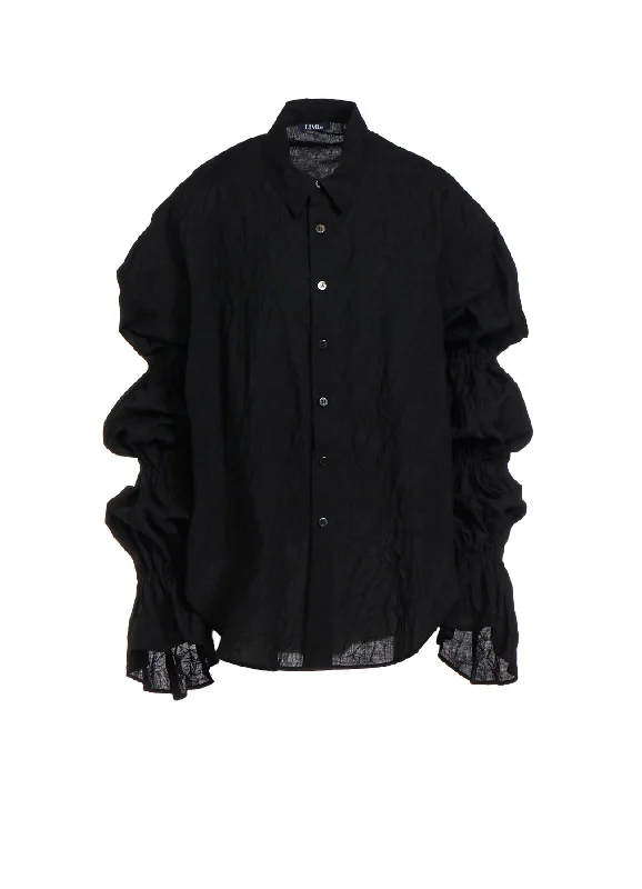 Cozy Essentials WASHER TYPEWRITER GATHERED SLEEVE BLOUSE