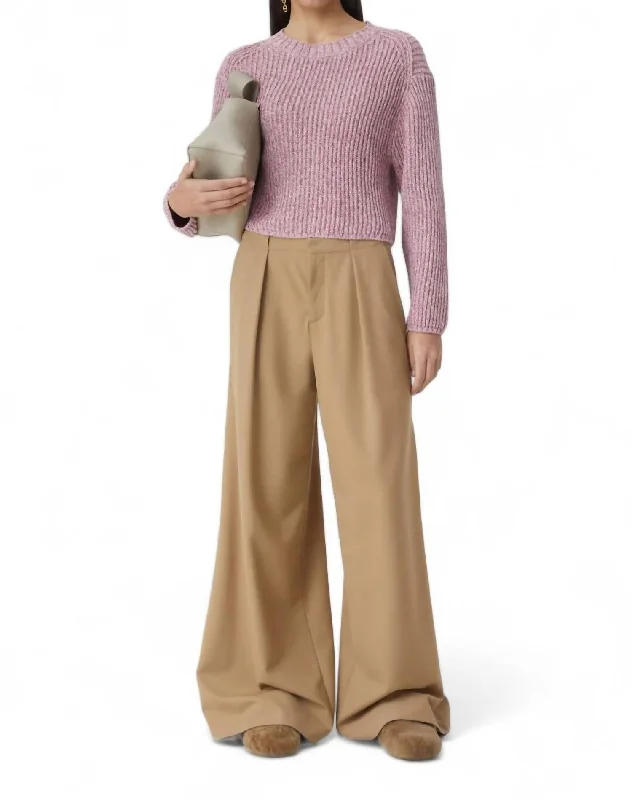 Comfy Fabrics Long Sleeve Crew Top In Pink