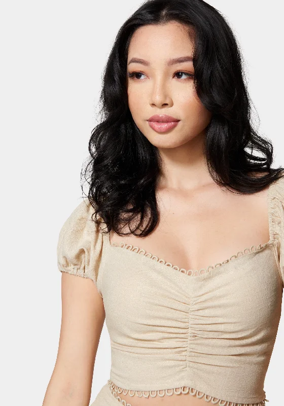 Classy Outfits Metallic Linen Off Shoulder Blouse