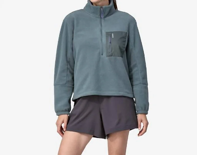 Personalized Layout Microdini 1/2-Zip Fleece Pullover In Nouveau Green W/campfire Orange