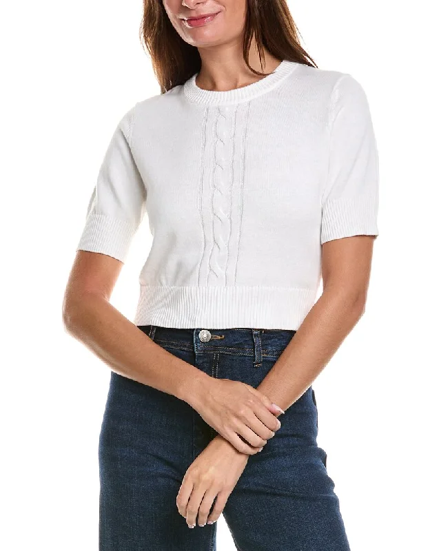 Relaxed Fashion Minnie Rose Cropped Center Cable Cashmere-Blend Sweater