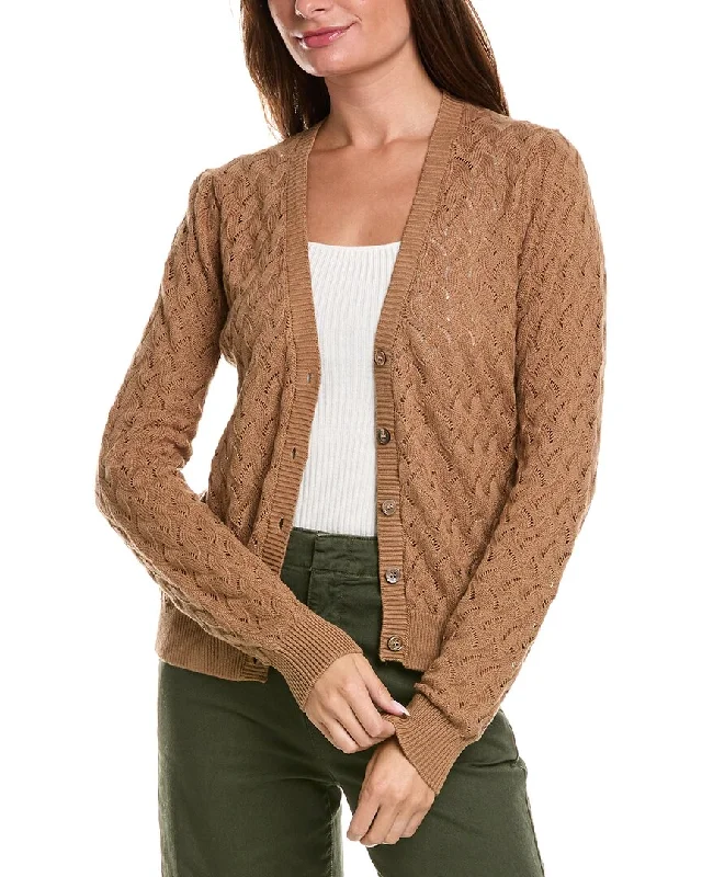 Budget Apparel Minnie Rose Pointelle Cashmere-Blend Cardigan