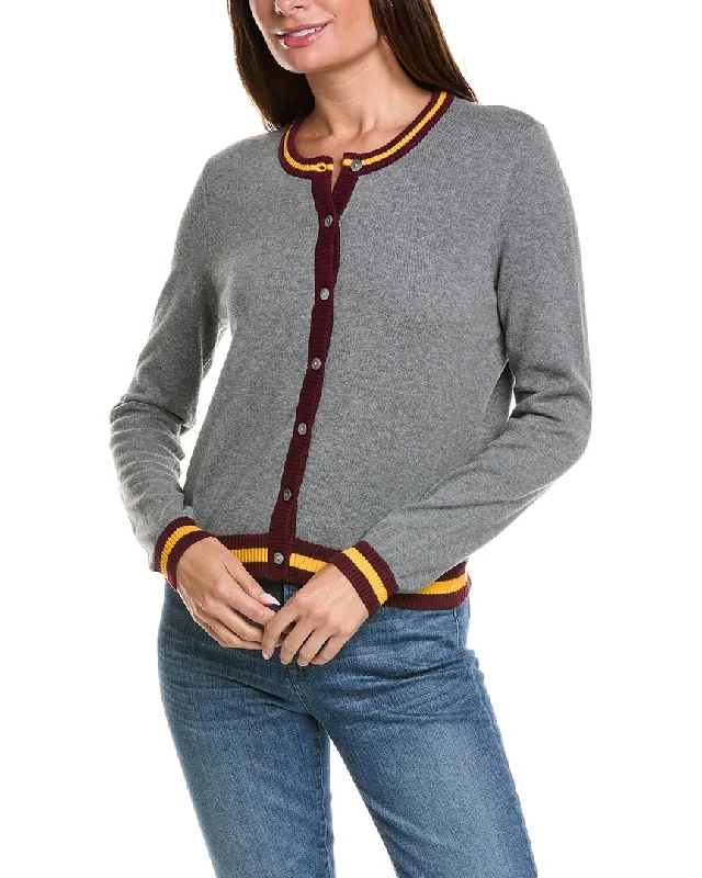 Personalized Text Minnie Rose Stripe Detail Cashmere-Blend Cardigan