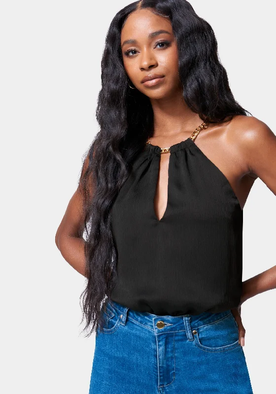 Functional Fashion Neckline Trim Detail Blouson Bodysuit