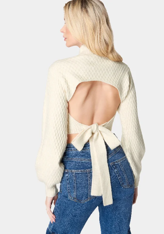 Everyday Outfits Open Back Mock Neck Sweater