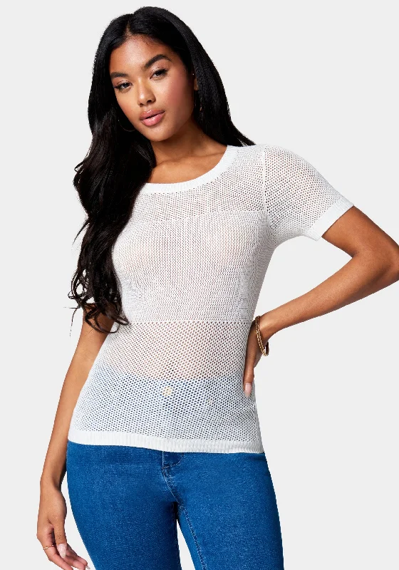 Everyday Style Open Knit Short Sleeve Sweater