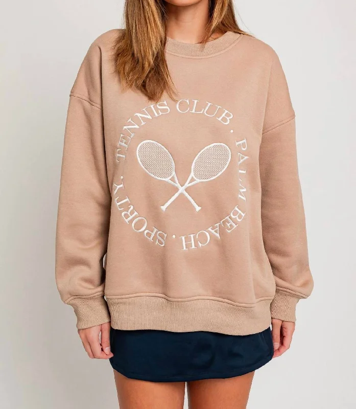 Minimal Outfits Palm Beach Tennis Club Sweatshirt In Tan