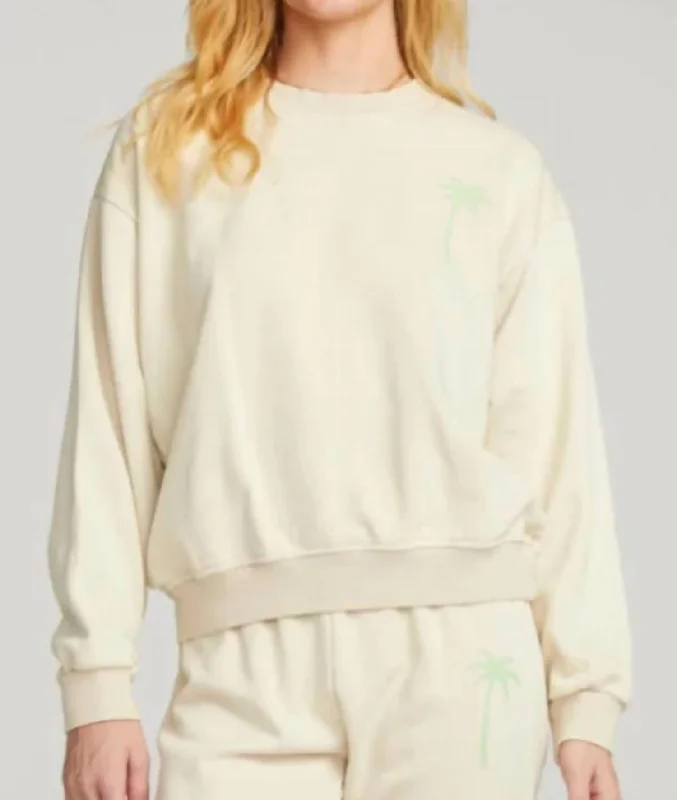 Stylish Wear Perry Pullover Sweatshirt In Palm Tree Bone