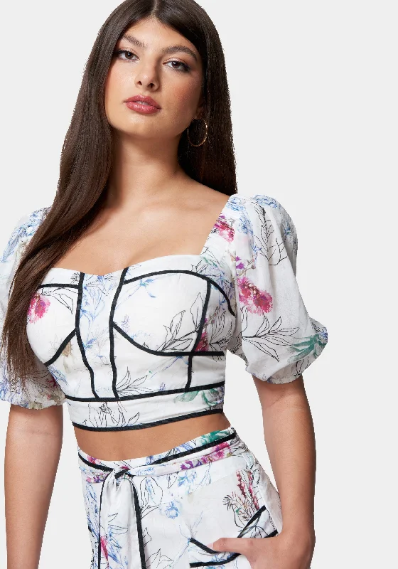 Cool Comforts Printed Bustier With Contrast Taping