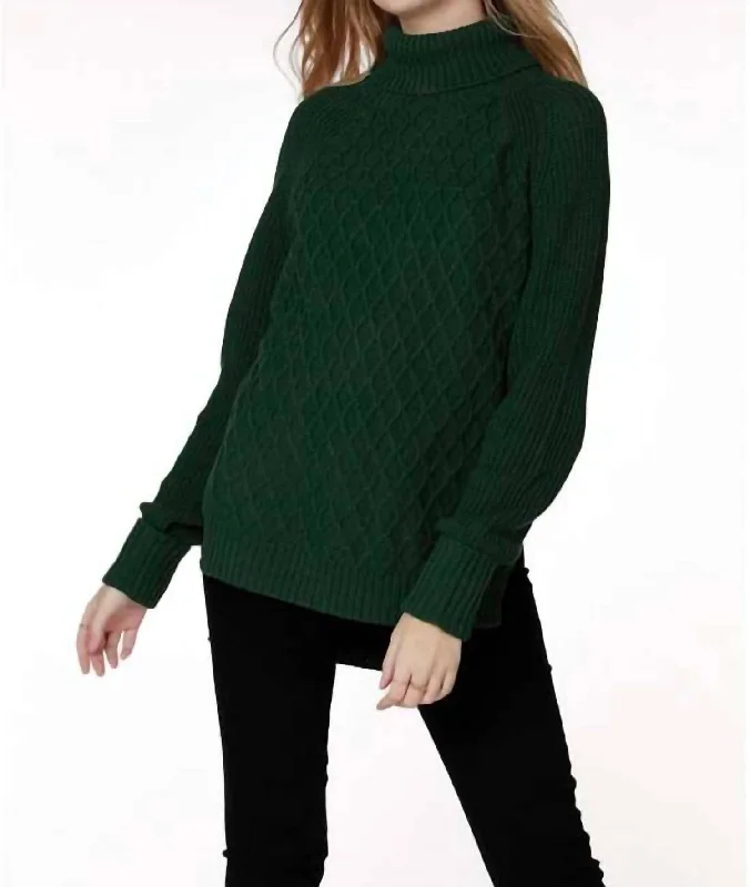 Romantic Skirt Design Raglan Turtleneck Sweater In Hunter