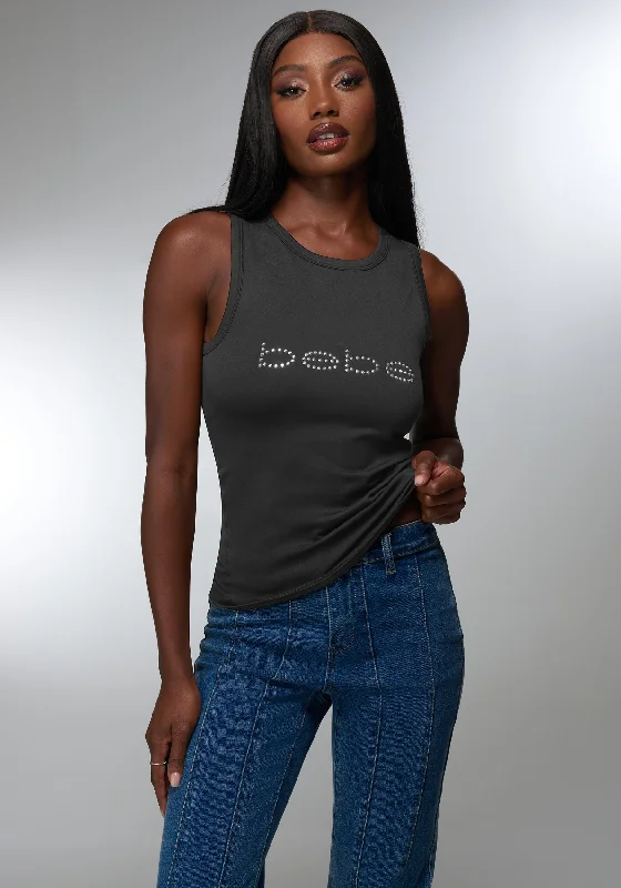 Cozy Wear Rhinestone Logo Double Front Tank