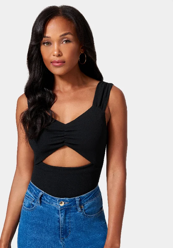 Fashion Staples Ruched Sleeve Cutout Detail Top