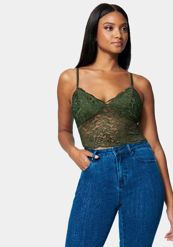 Sporty Look Scallop Trim Lace Bralette
