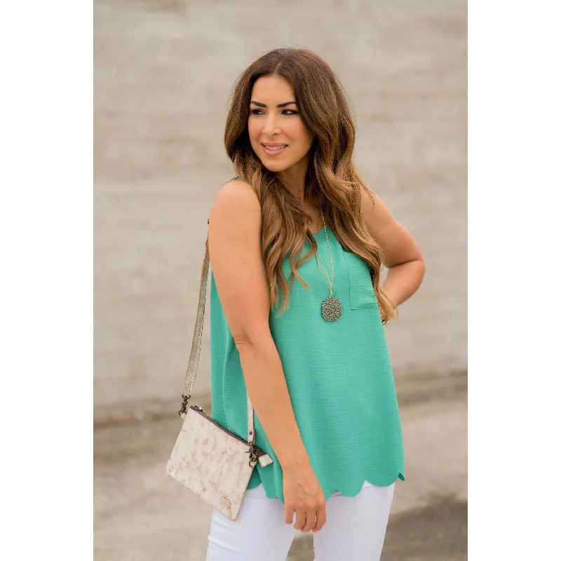 Cozy Pieces Scalloped Bottom Pocket Tank
