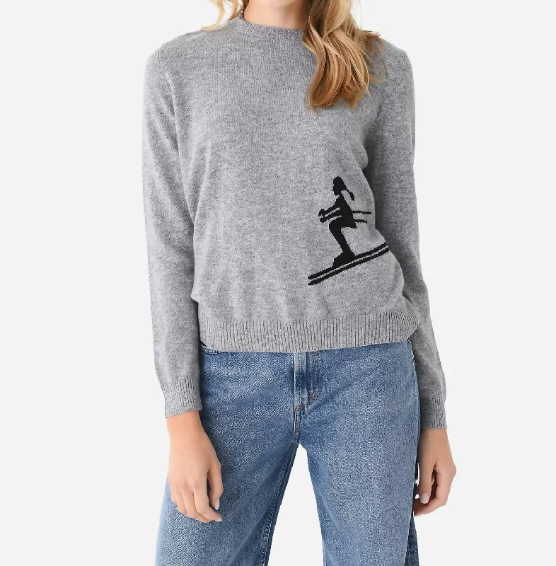 Simple Style Ski Crew Neck Sweater In Riverstone Black