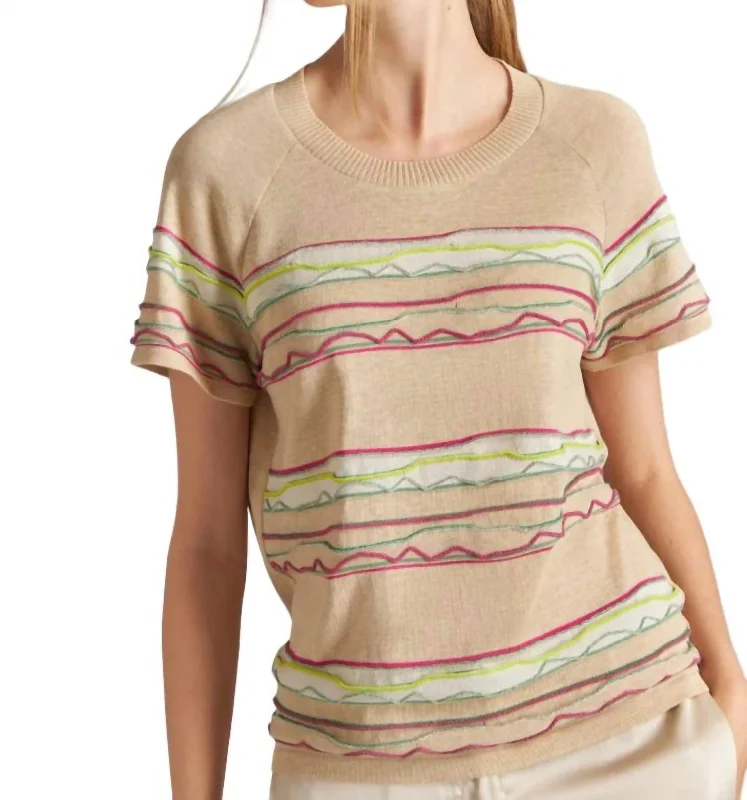 Affordable Looks Stripe String Sweater In Beige Multi