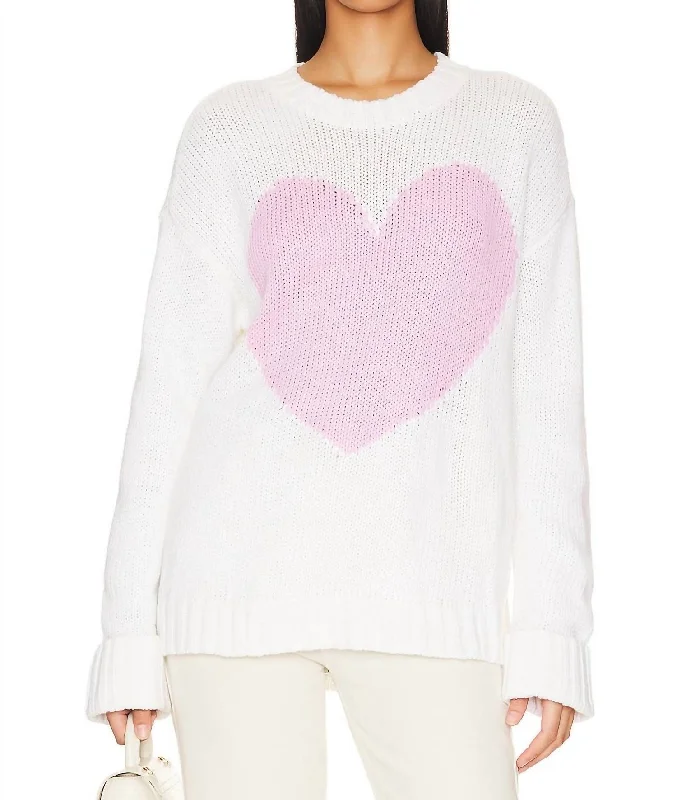 Stylish Comfort Sweetheart Sweater In Pink Heart