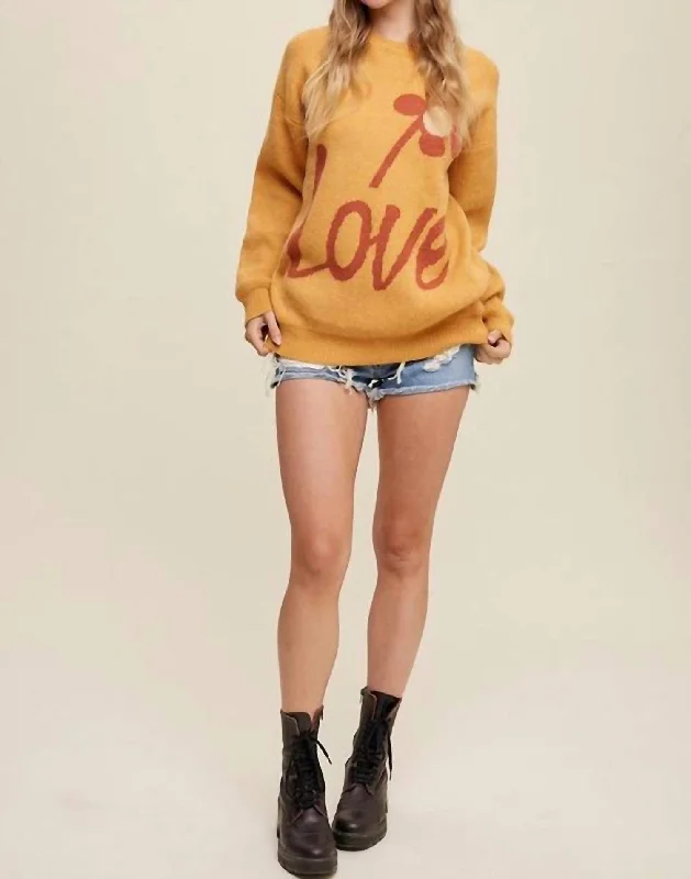 Elegant Fashion Thinking About Love Knit Sweater In Mustard