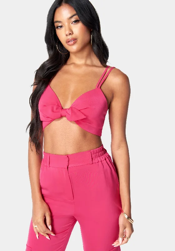 Unique Personality Tie Front Cropped Top