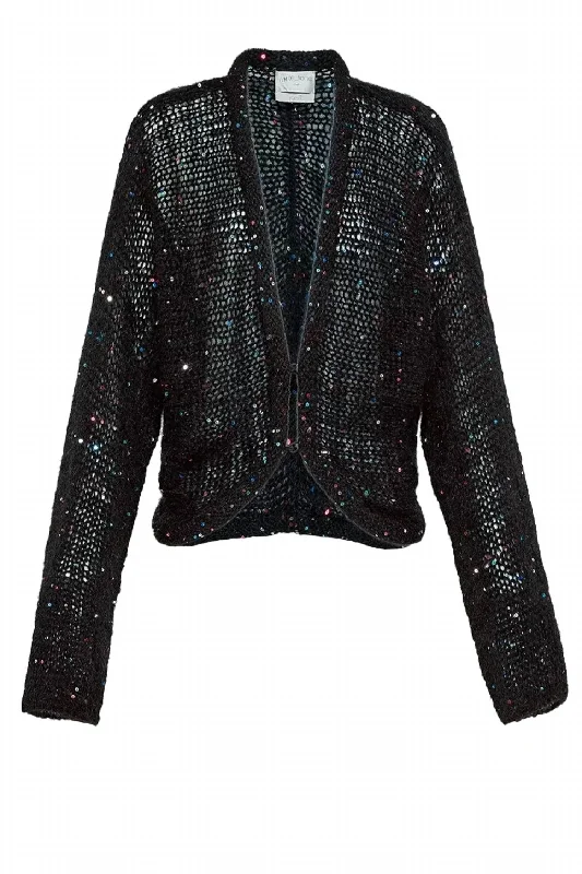 Relaxed Wardrobe Women's Sequins Kimono Cardigan In Noir