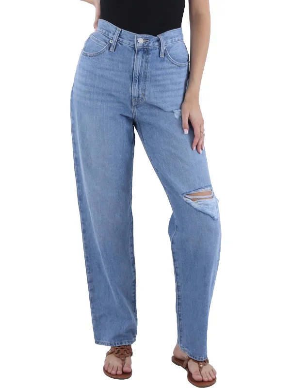 Affordable Trend '94 Baggy Womens Mid-Rise Distressed Straight Leg Jeans
